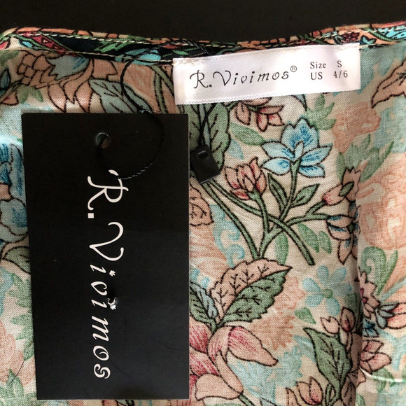 R Vivimos Dress Sz 4/6 Wrap Dress Swim Coverup Cottagecore Boho Floral New - Picture 6 of 8